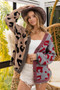 BiBi Leopard Color Block Button Down Sweater Cardigan