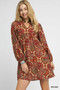 Umgee Boho Mix Paisley Babydoll Dress