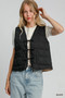 Umgee Heart Quilted Tie-Front Vest
