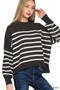 Zenana Exposed Seam Striped Oversized Sweater