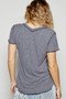 POL V-Neck Short Sleeve Ribbed T-Shirt with Contrast Overlock Stitching