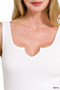 Zenana Seamless Split Neck Bra Tank Top