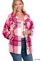 Zenana Oversized Plaid Fleece Shacket