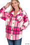 Zenana Oversized Plaid Fleece Shacket