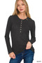 Zenana Ribbed Long Sleeve Half Button Top