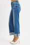 RISEN Full Size Mid Rise Crop Straight Cuffed Jeans Plus Size