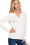 Zenana Ribbed Long Sleeve Half Button Top