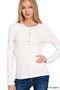 Zenana Ribbed Long Sleeve Half Button Top