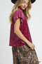 Umgee Crushed Velvet Pleated Blouse