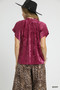 Umgee Crushed Velvet Pleated Blouse