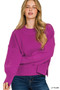 Zenana Wide Neck Band Drop Shoulder Sweater