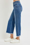 RISEN High Rise Crop Wide Leg Jeans with Wide Band Detail
