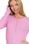 Zenana Ribbed Long Sleeve Half Button Top