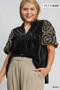 Umgee Full Size Velvet Embroidered Sleeve Blouse Plus Size