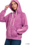 Zenana Acid Wash Fleece Hoodie with Kangaroo Pocket