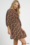 Umgee Floral Tie-Neck Babydoll Dress