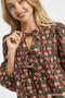 Umgee Floral Tie-Neck Babydoll Dress