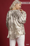 Umgee Full Size Metallic Fabric Blouse with Balloon Sleeves Plus Size
