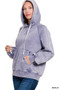 Zenana Acid Wash Fleece Hoodie with Kangaroo Pocket