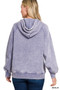 Zenana Acid Wash Fleece Hoodie with Kangaroo Pocket