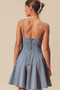 SO ME A Line Fit and Flare Denim Mini Dress