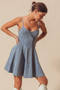 SO ME A Line Fit and Flare Denim Mini Dress