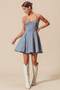 SO ME A Line Fit and Flare Denim Mini Dress