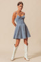SO ME A Line Fit and Flare Denim Mini Dress
