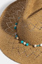 Fame Turquoise and Shell Star Beads Strap Western Straw Hat