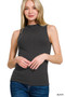 Zenana Ribbed Sleeveless Mock Neck Top