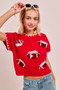 BiBi Gameday Sequin Football Embroidered Stitch Sweater