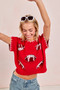 BiBi Gameday Sequin Football Embroidered Stitch Sweater