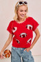 BiBi Gameday Sequin Football Embroidered Stitch Sweater