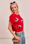 BiBi Gameday Sequin Football Embroidered Stitch Sweater