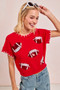BiBi Gameday Sequin Football Embroidered Stitch Sweater