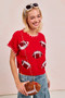 BiBi Gameday Sequin Football Embroidered Stitch Sweater