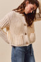 SO ME Metal Button Long Sleeve Chunky Sweater Cardigan