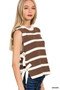 Zenana Side Tie Stripe Sweater Vest