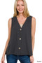 Zenana Side Slit Button-Front Vest