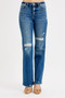 RISEN Full Size Tummy Control High Rise Straight Distressed Jeans Plus Size