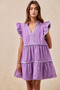 BiBi Gameday Theme Contrast Binding Ruffled Dress