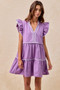 BiBi Gameday Theme Contrast Binding Ruffled Dress