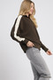 Umgee Color Block Polo Sweatshirt