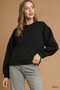 Umgee Round Neck Sweatshirt with Pleated Detail
