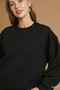 Umgee Round Neck Sweatshirt with Pleated Detail