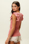 BiBi Rib Knit With Textured Ruffled Top