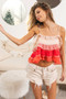 BiBi Crinkle Chiffon Ruffle Tiered Adjustable Strap Top