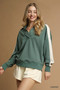Umgee Contrast Long Sleeve Sweatshirt with Collar