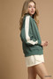 Umgee Contrast Long Sleeve Sweatshirt with Collar