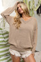 BiBi Raw Edged Popcorn Texture V-neck Sweater